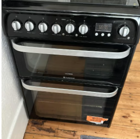 Hotpoint Ultima 60cm double oven dual fuel Cooker Black